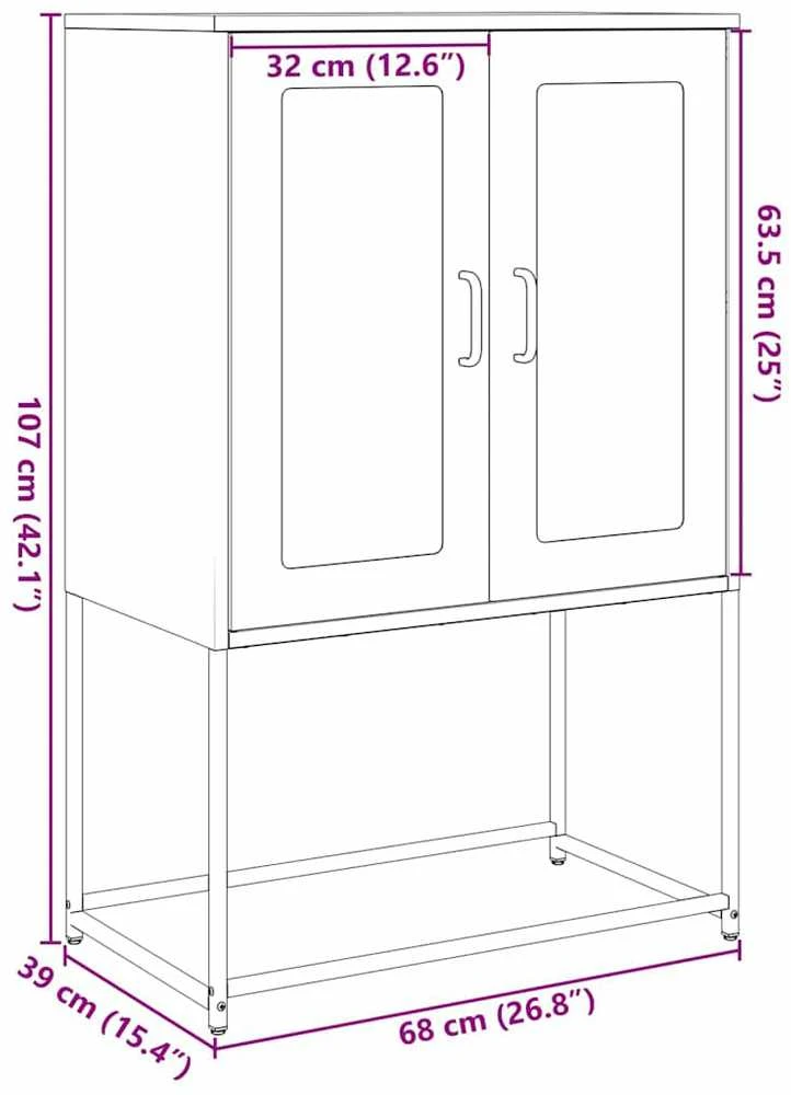Highboard Juodas 68x39x107 cm Plienas