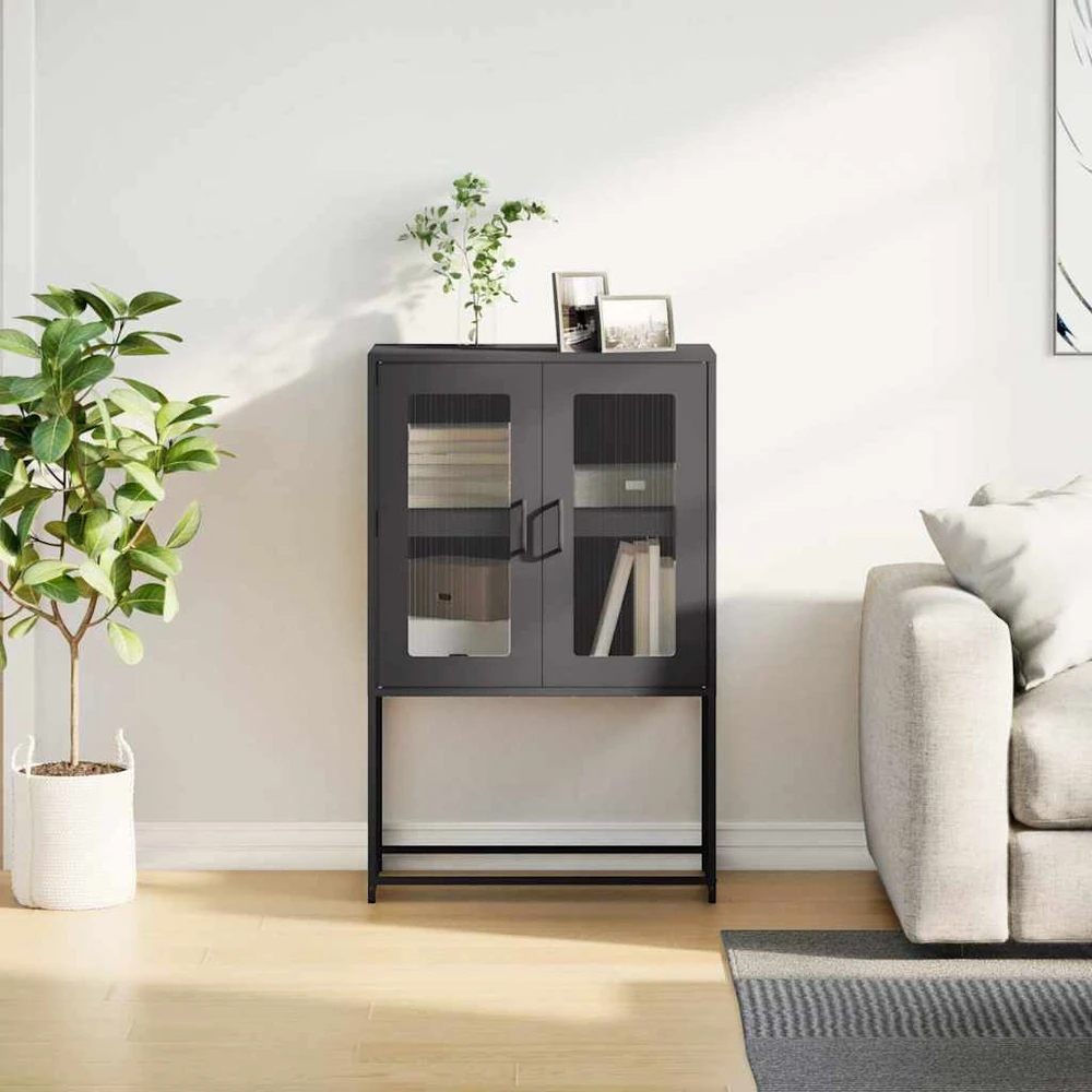 Highboard Juodas 68x39x107 cm Plienas