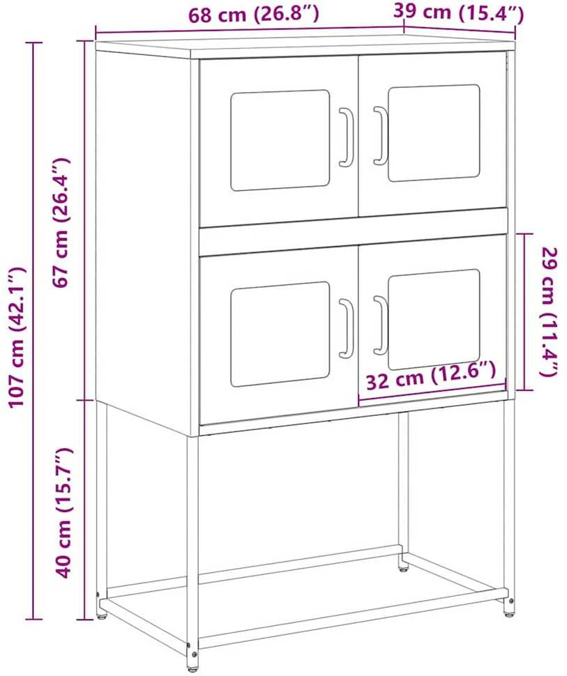 Highboard Juodas 68x39x107 cm Plienas