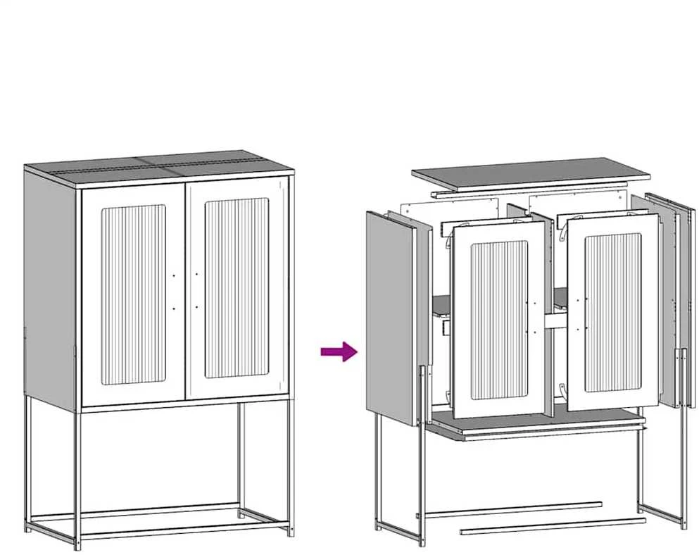 Highboard Juodas 68x39x107 cm Plienas