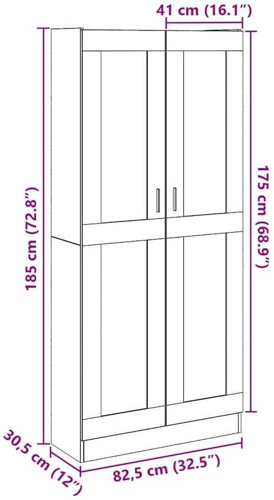 Highboard Old Wood 82,5x30,5x185 cm Engineered Wood