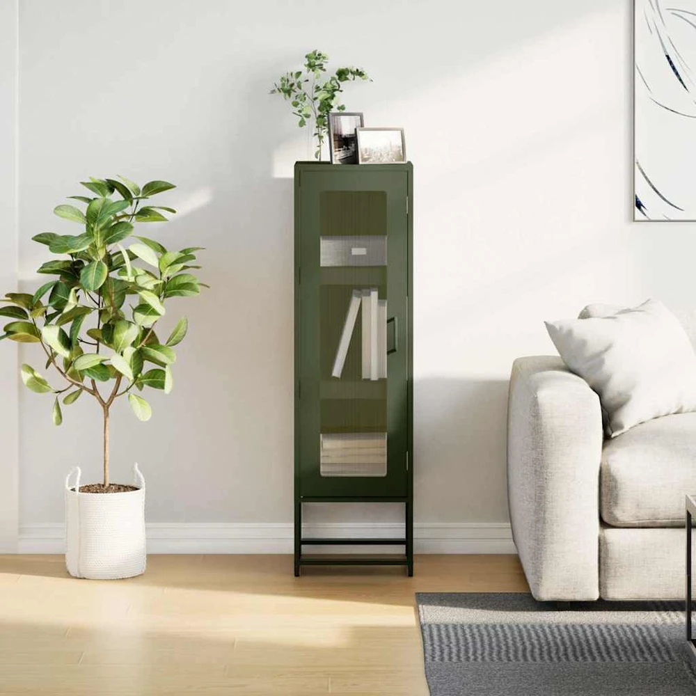 Highboard Olive Žalias 36x39x123 cm Šaltai valcuotas plienas