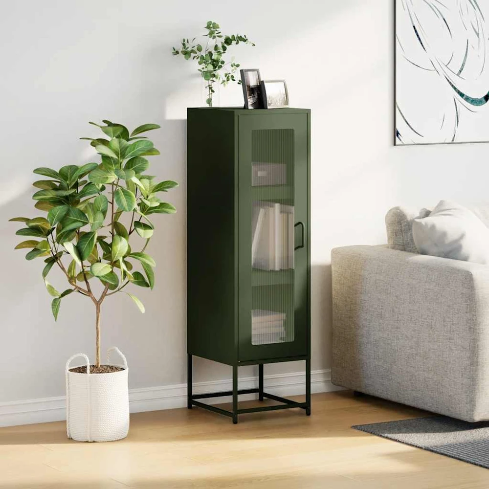 Highboard Olive Žalias 36x39x123 cm Šaltai valcuotas plienas