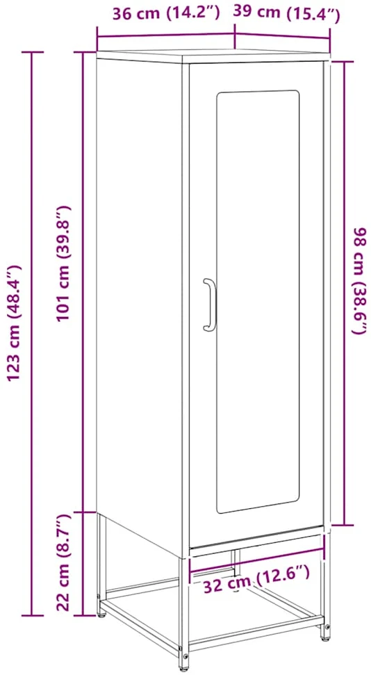 Highboard Olive Žalias 36x39x123 cm Šaltai valcuotas plienas