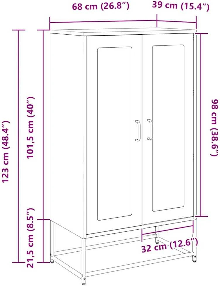 Highboard Olive Žalias 68x39x123 cm Plienas
