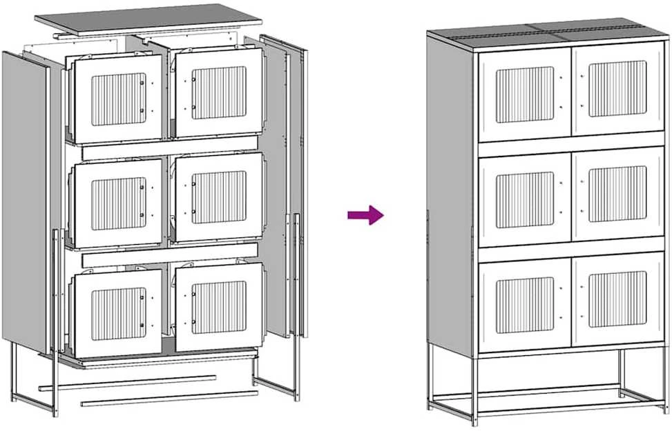 Highboard Olive Žalias 68x39x123 cm Plienas