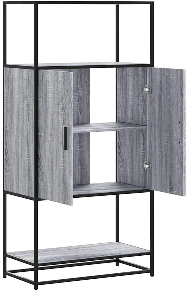 Highboard Pilka Sonoma 68x35x139 cm Mediena ir metalas