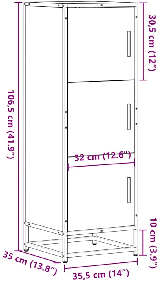 Highboard Rudas ąžuolas 35,5x35x106,5 cm Mediena ir metalas