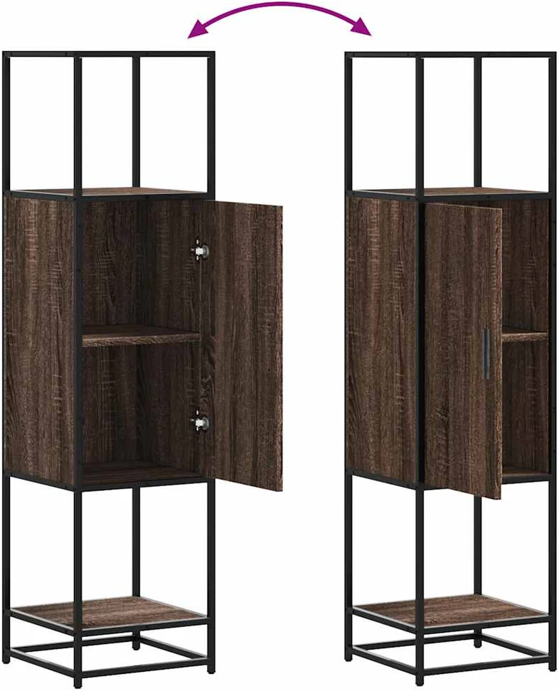 Highboard Rudas ąžuolas 35,5x35x139 cm Mediena ir metalas