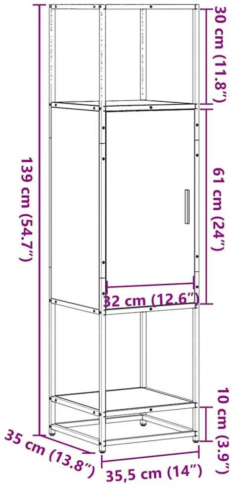 Highboard Rudas ąžuolas 35,5x35x139 cm Mediena ir metalas