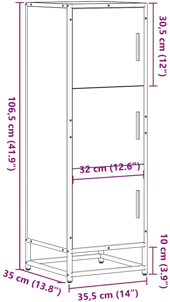 Highboard rūkytas ąžuolas 35,5x35x106,5 cm Mediena ir metalas