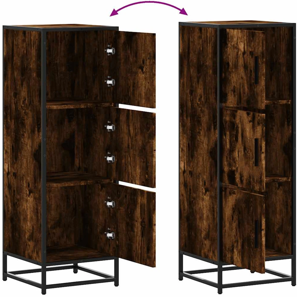 Highboard rūkytas ąžuolas 35,5x35x106,5 cm Mediena ir metalas
