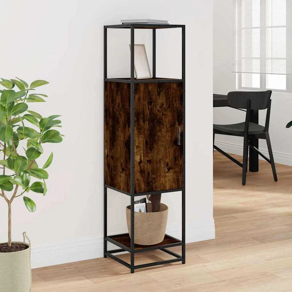Highboard Rūkytas ąžuolas 35,5x35x139 cm Mediena ir metalas