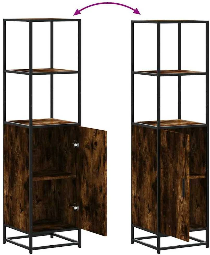 Highboard Rūkytas ąžuolas 35,5x35x139 cm Mediena ir metalas