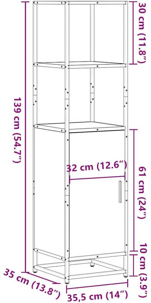 Highboard Rūkytas ąžuolas 35,5x35x139 cm Mediena ir metalas