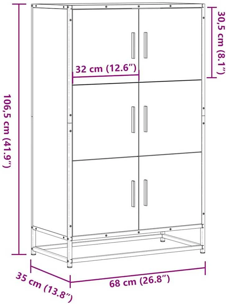 Highboard Rūkytas ąžuolas 68x35x106,5 cm Mediena ir metalas