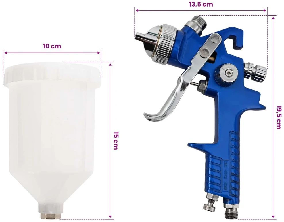 HVLP dažų purkštuvo komplektas su 600 ml indu 600 ml