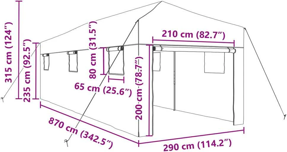 Šiltnamis su išskleidžiamu rėmu Žalia 290 x 870 x 315 cm