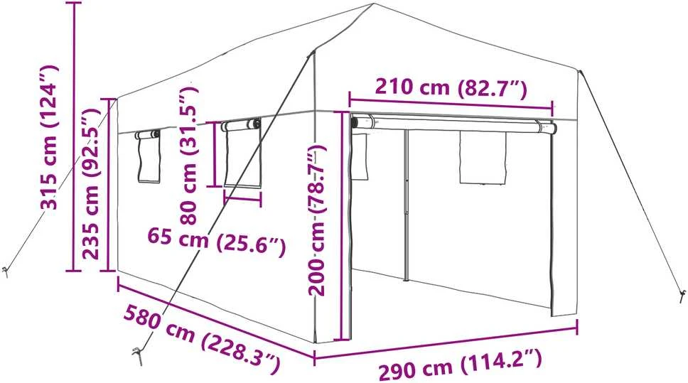 Šiltnamis su išskleidžiamu rėmu Žalia 290 x 580 x 315 cm