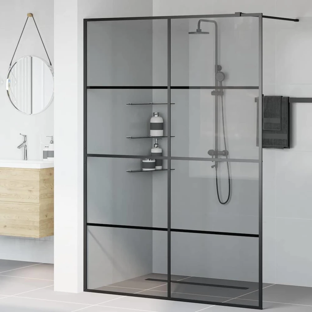 Įėjimo dušo siena Juoda 140 x 195 cm grūdintas stiklas