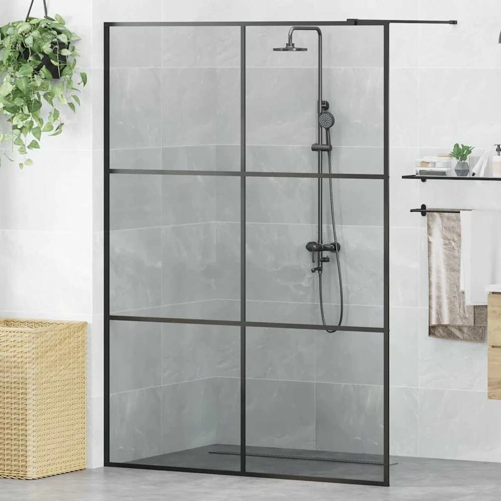 Įėjimo dušo siena Juoda 140 x 195 cm grūdintas stiklas