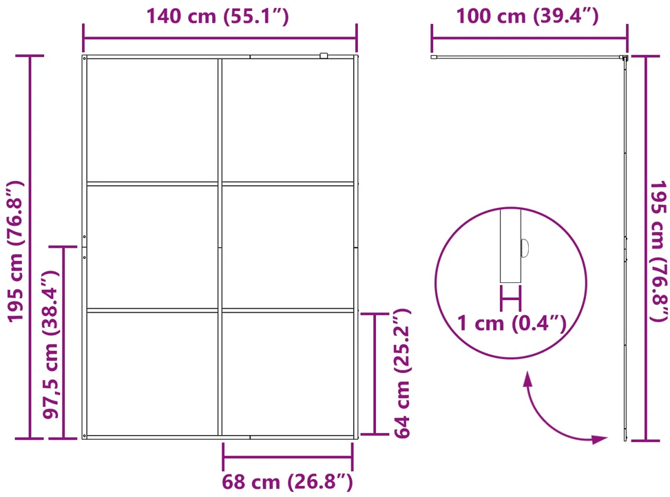 Įėjimo dušo siena Juoda 140 x 195 cm grūdintas stiklas