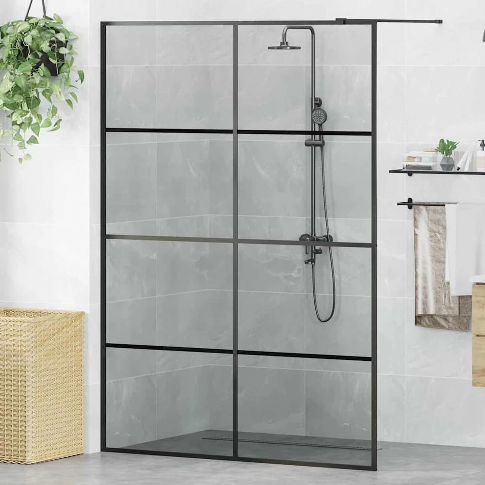 Įėjimo dušo siena Juoda 140 x 195 cm grūdintas stiklas