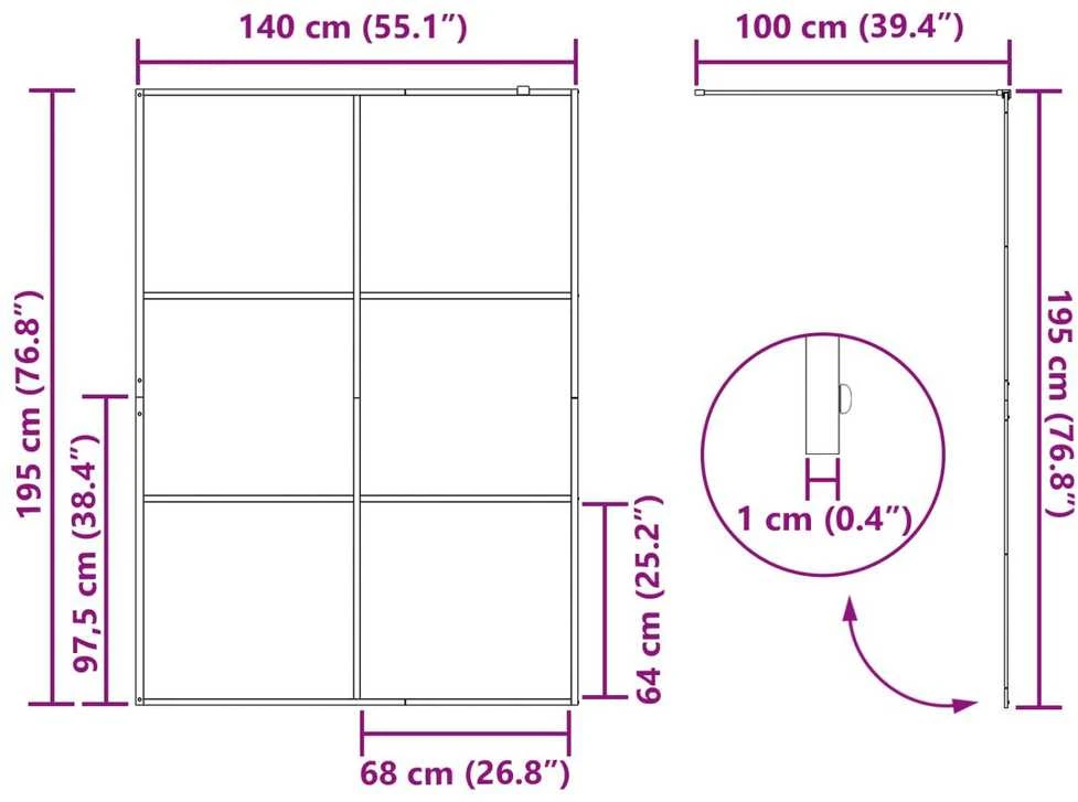 Įėjimo dušo siena Juoda 140 x 195 cm grūdintas stiklas