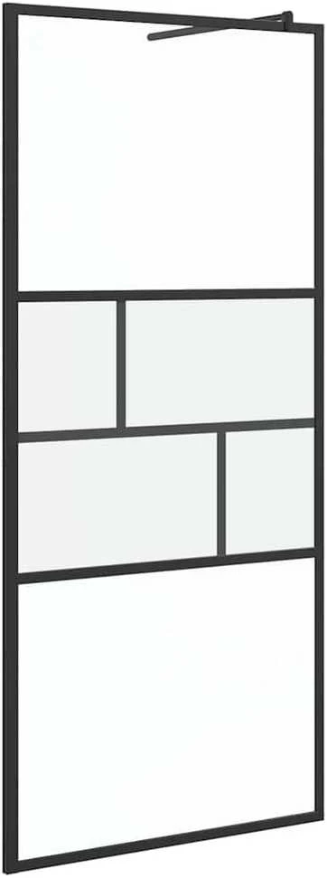 Įėjimo dušo siena Juoda 90 x 195 x 0,5 cm Stiklas ir aliuminis