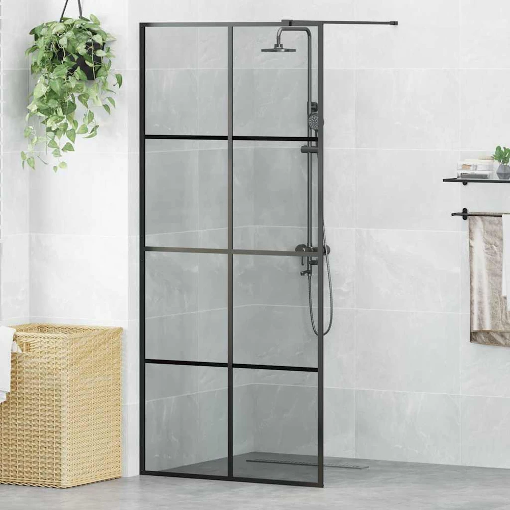 Įėjimo dušo siena Juoda 90 x 195 cm grūdintas stiklas