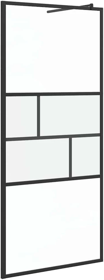 Įėjimo dušo siena Juoda 90 x 195 x 0,5 cm Stiklas ir aliuminis