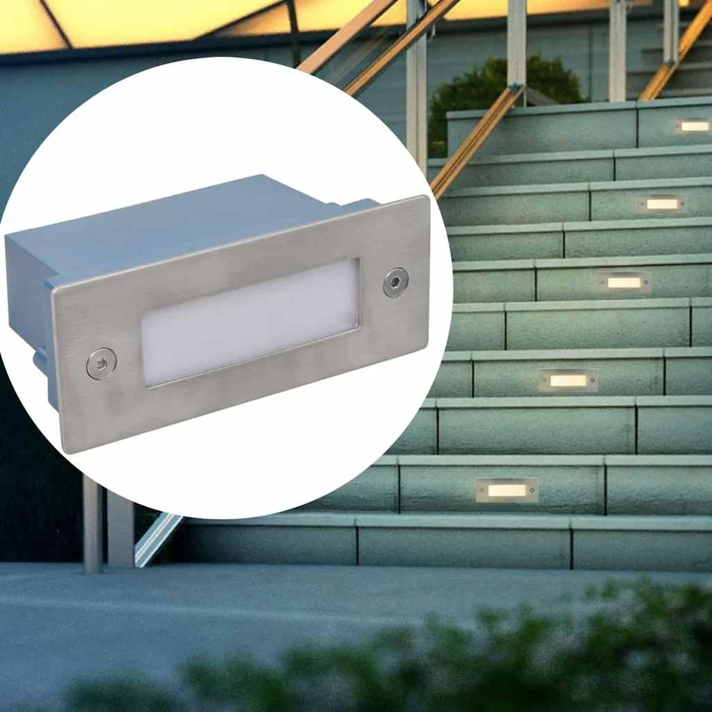 Įleidžiami laiptų pakopų LED šviestuvai, 2vnt., 44x111x56mm