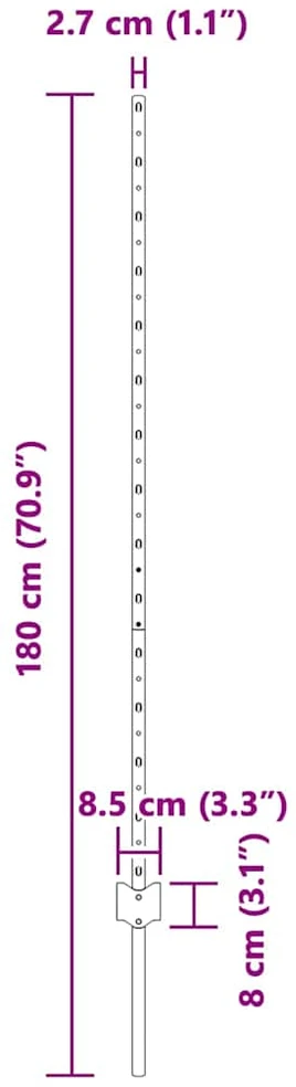 Įmontuotas tvoros stulpas 11 vnt. Pilka 180 cm