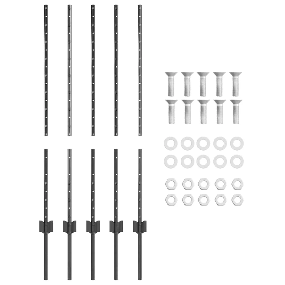 Įmontuotas tvoros stulpas 5 vnt. Pilka 140 cm