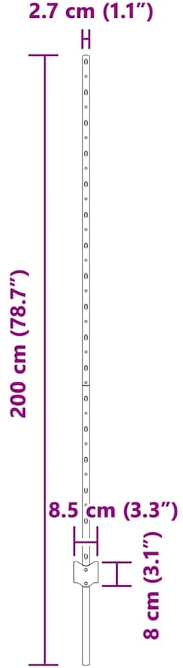 Įmontuotas tvoros stulpas 5 vnt. Pilka 200 cm