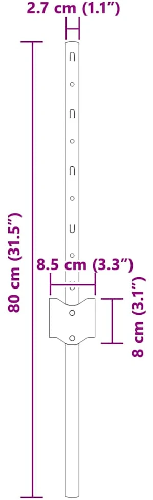 Įmontuotas tvoros stulpas 5 vnt. Pilka 80 cm
