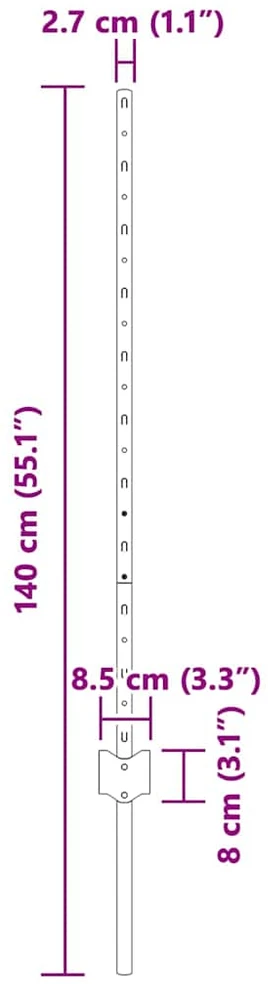 Įmontuotas tvoros stulpas 5 vnt. Sidabrinė 140 cm