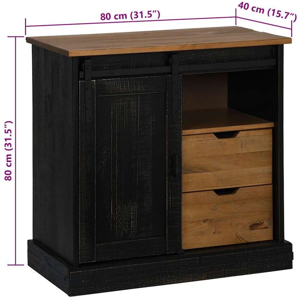 indauja HALDEN su stumdomomis durimis juoda 80x40x80 cm