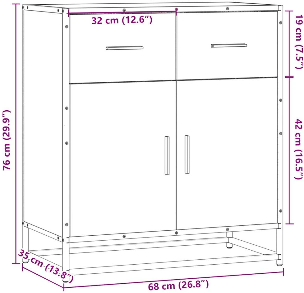 indauja Rudas ąžuolas 68x35x76 cm Inžinierinė mediena