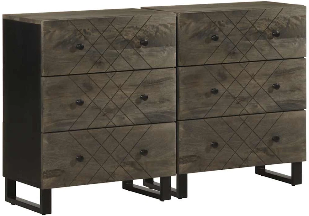 indaujos 2 vnt juodos 60x33x75 cm medžio masyvo mango