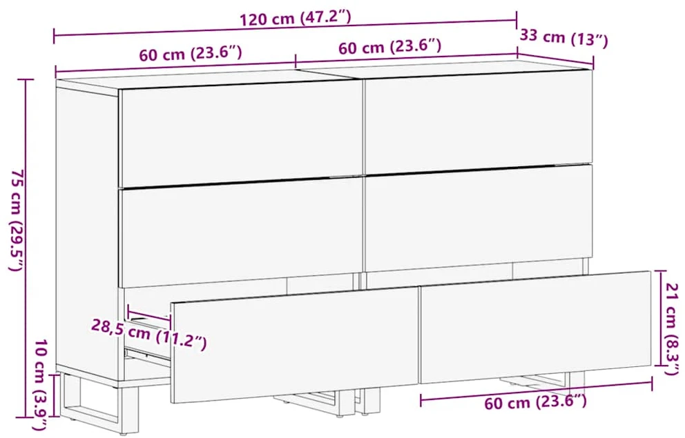 indaujos 2 vnt juodos 60x33x75 cm medžio masyvo mango