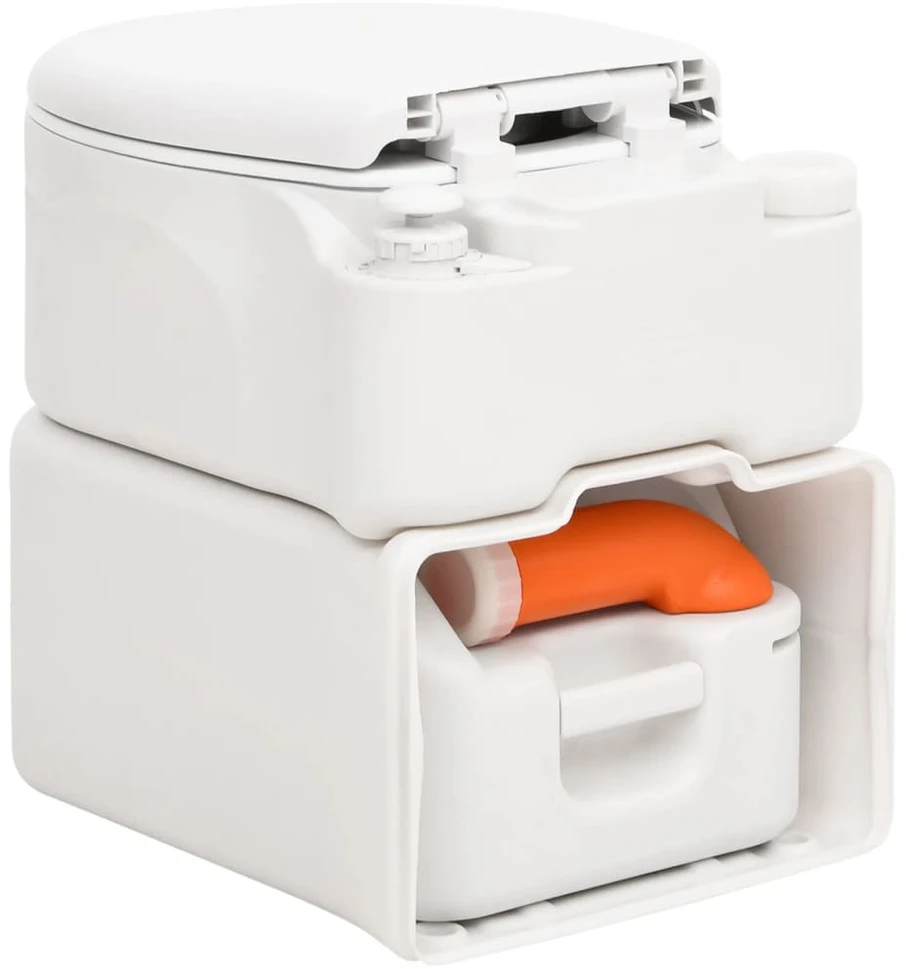 Integruotas stovyklavimo tualetas, baltas, 24+17l, HDPE/emalis