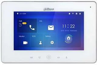 Dahua IP domofono monitorius su WIFI, 7 col. 1024x600,Micro SD kortelės prievadas,PoE(802.3af) baltas, SIP