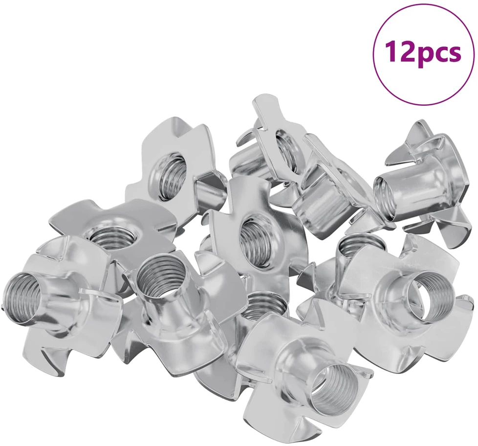 Įpjovinė T-veržlė 12 vnt. Sidabro M6 mm Plienas
