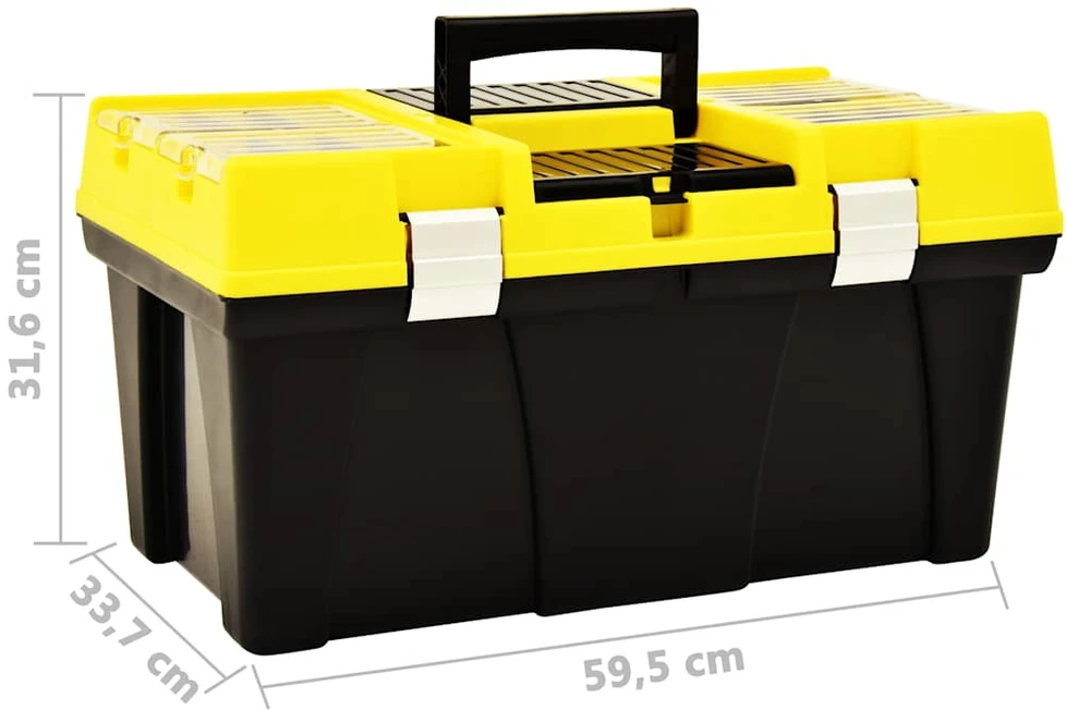 Įrankių dėžė, geltonos spalvos, 595x337x316mm, plastikas