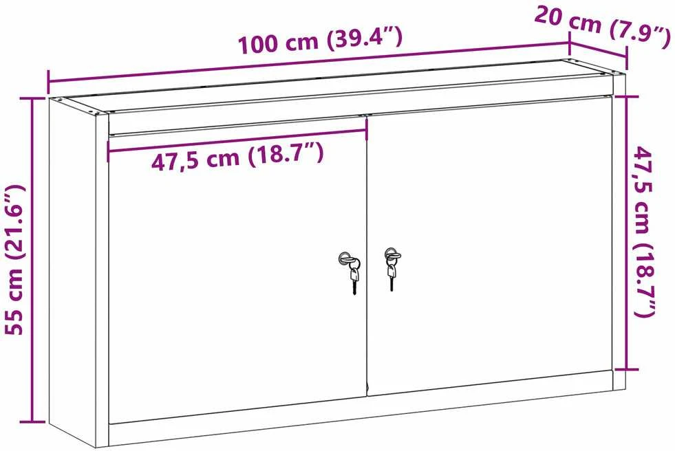 Įrankių spinta su lentyna Juoda ir pilka 100 x 20 x 55 cm