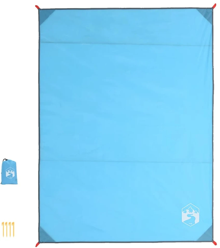 Iškylų paklotas su kuoliukais, mėlynos spalvos, 205x155cm