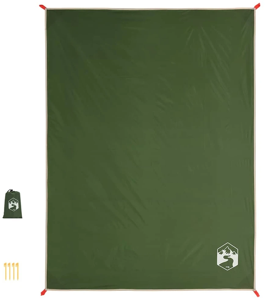 Iškylų paklotas su kuoliukais, žalios spalvos, 205x155cm