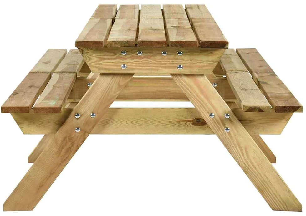 Iškylų stalas su suoliukais, 220x122x72cm, impregnuota pušis