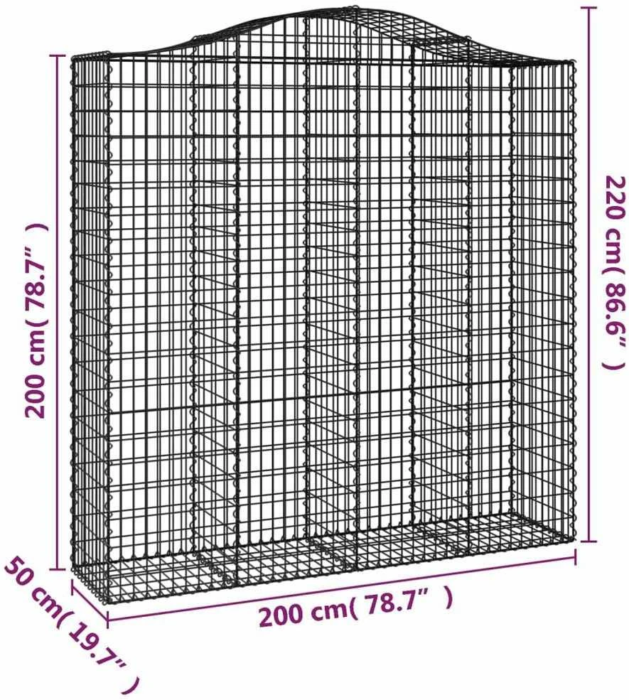 Išlenktas gabiono krepšys, 200x50x200/220 cm, geležis